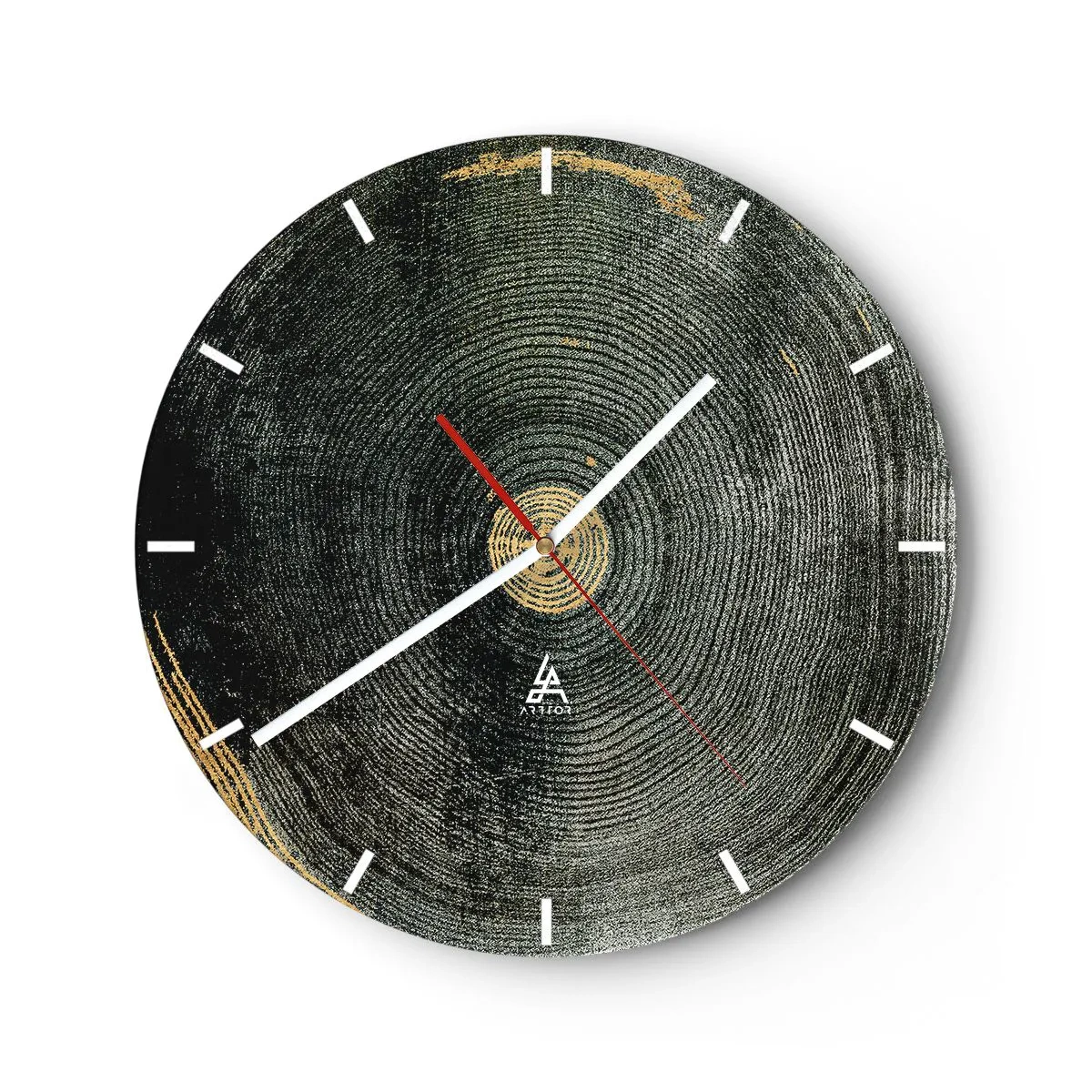 Wanduhr - Glasuhr - Holzmaserungsstruktur mit dezenten Goldakzenten - 30x30cm - Veränderung und Beständigkeit - Moderne Wanddekoration für Wohnzimmer, Küche und Schlafzimmer ARTTOR