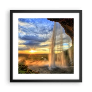 Poster in einem schwarzem Rahmen - Die Welt hinter einem Schleier aus Tropfen - 40x40 cm