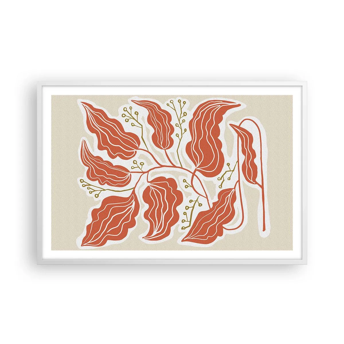 Poster in einem weißen Rahmen - Im Folkstil und korallenartig - 91x61 cm