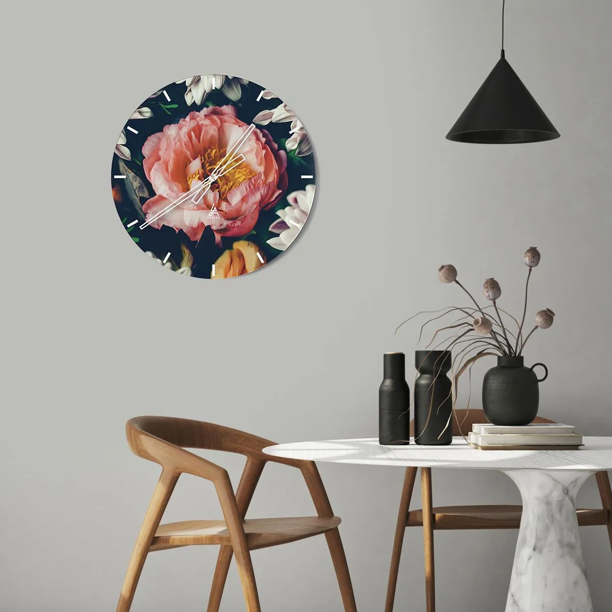 Wanduhr - Glasuhr - Mit barocker Pracht - 40x40 cm