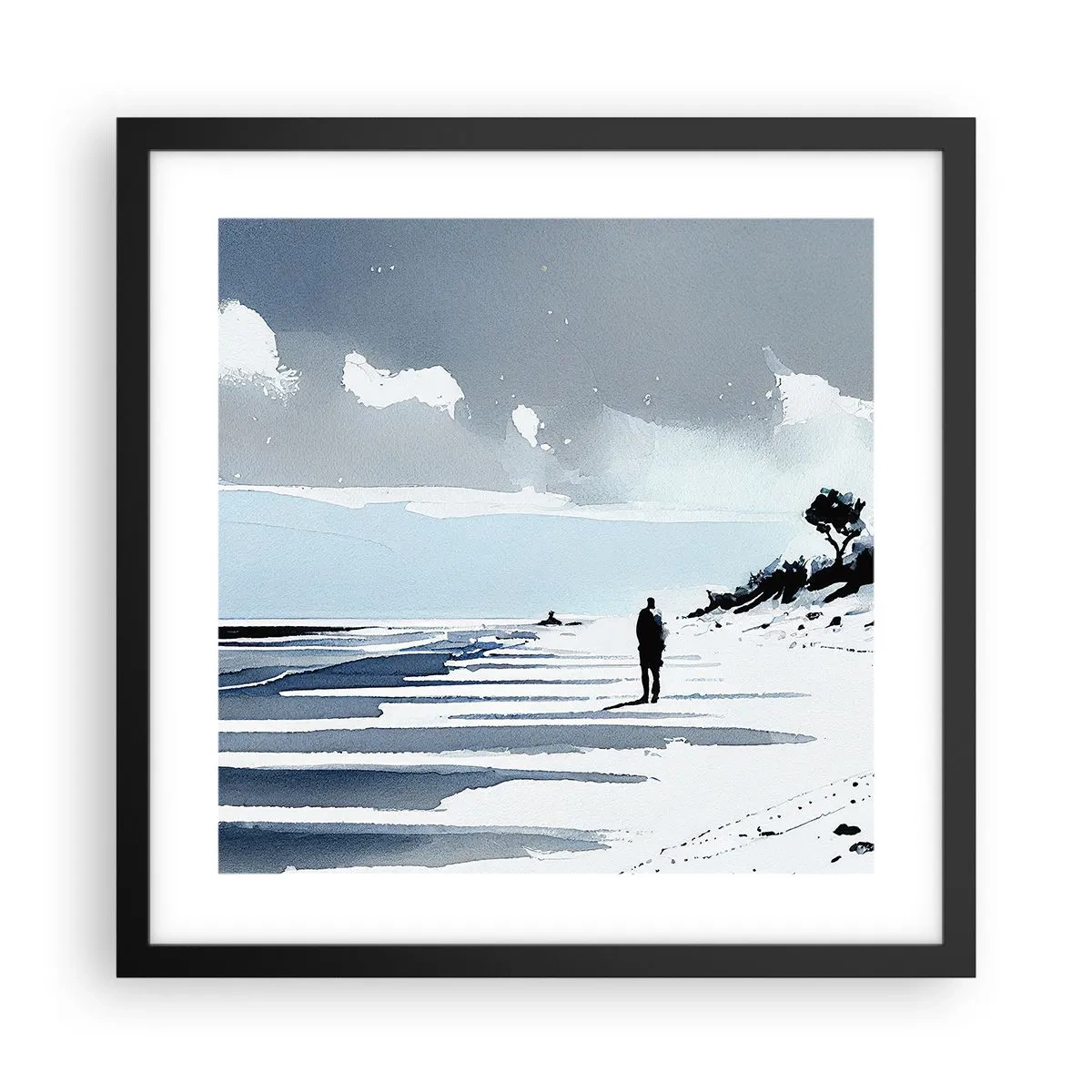 Poster in einem schwarzem Rahmen - Allein sein - 40x40 cm