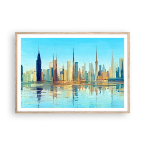 Poster in einem Rahmen aus heller Eiche - Sonnige Metropole - 100x70 cm