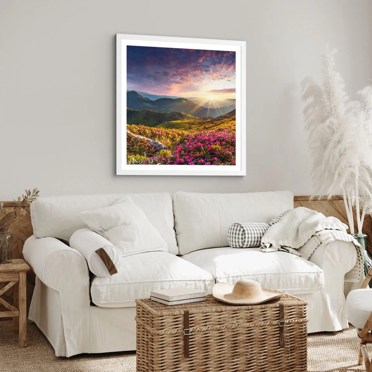 Poster in einem weißen Rahmen - Frische am Bergmorgen - 40x40 cm