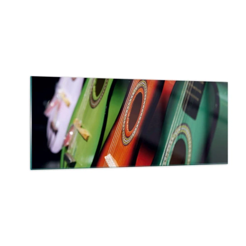 Glasbild - Bild auf glas - Die Gitarre hat viele Farben - 100x40 cm