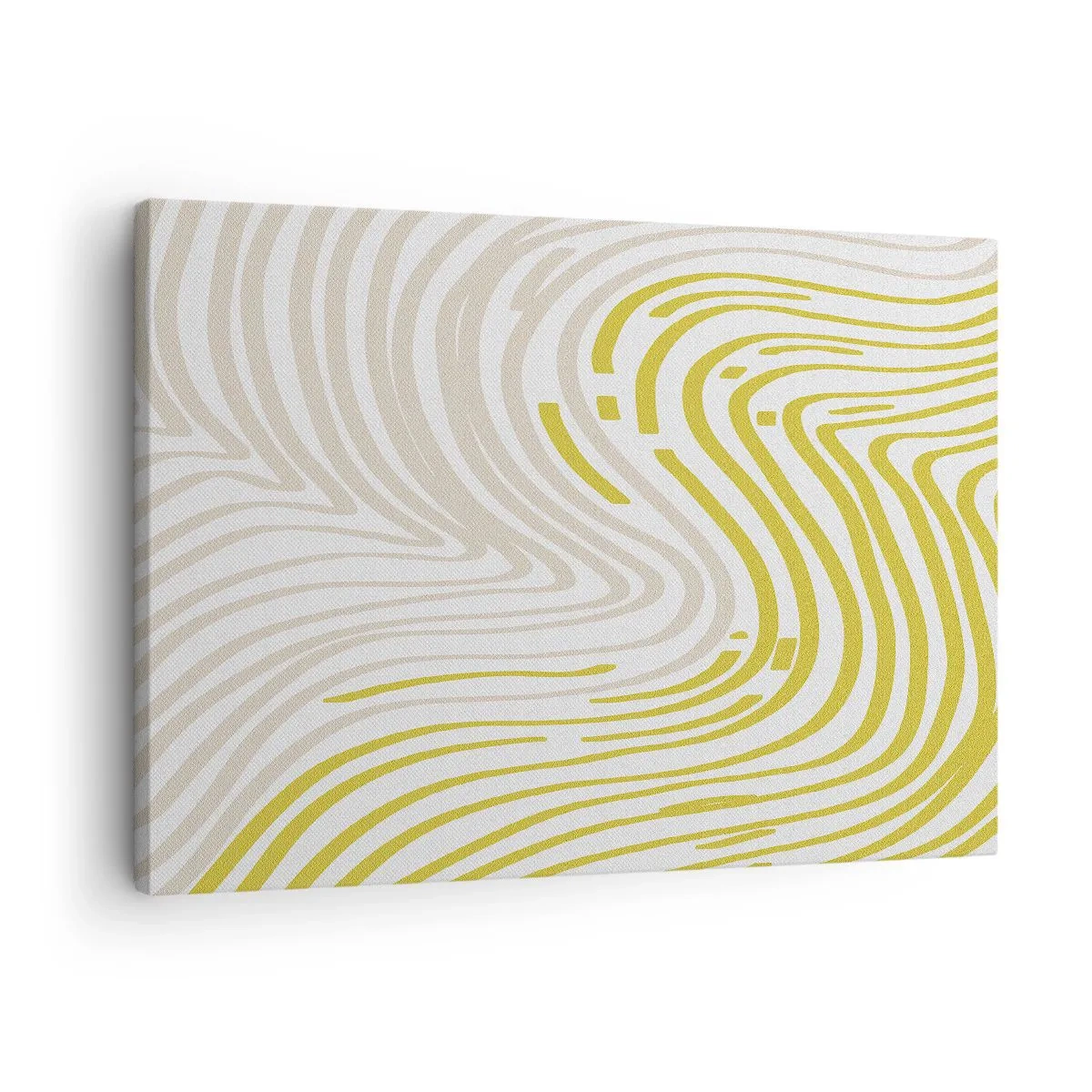 Bild auf Leinwand - Leinwandbild - Ein abstraktes Muster mit Wellenlinien in Gelb- und Beigetönen. - 70x50cm - Komposition mit sanfter Biegung - Moderne Wanddekoration für Wohnzimmer und Schlafzimmer ARTTOR