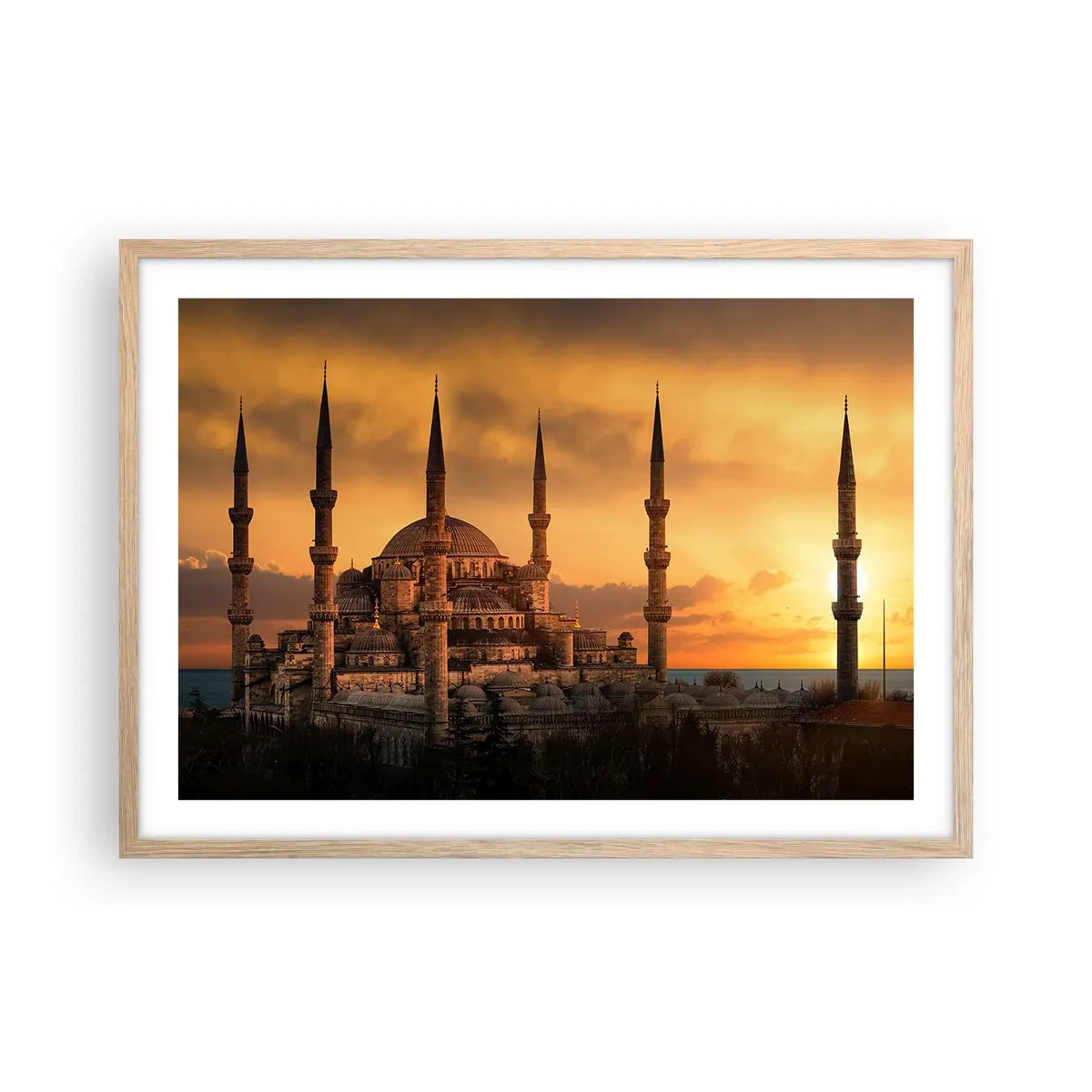 Poster in einem Rahmen aus heller Eiche - Gott ist großartig - 70x50 cm