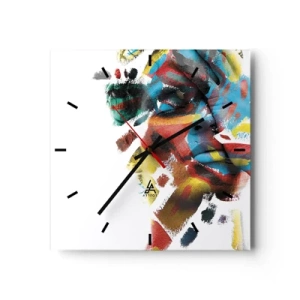 Wanduhr - Glasuhr - Eine bunte Persönlichkeit - 40x40 cm