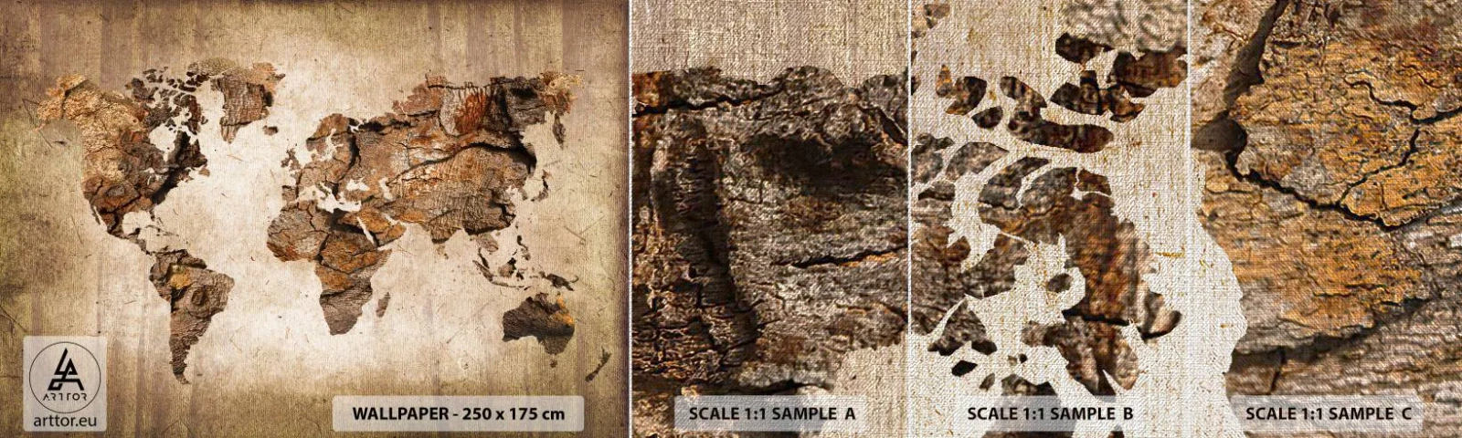 Fototapeten Muster Premium Canvas - Entdeckung der Welt - Weltkarte, Kontinente, Reisen - 100x30 cm