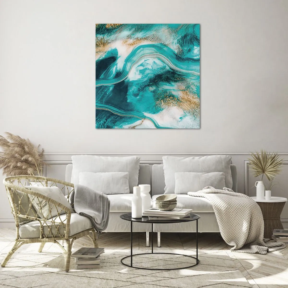 Glasbild - Bild auf glas - Der Fluss aus Gold - 40x40 cm