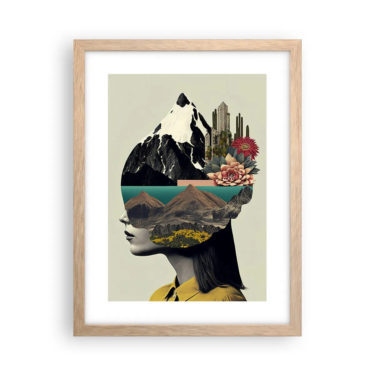 Poster in einem Rahmen aus heller Eiche - Frau – bleibt immer ein Geheimnis - 30x40 cm