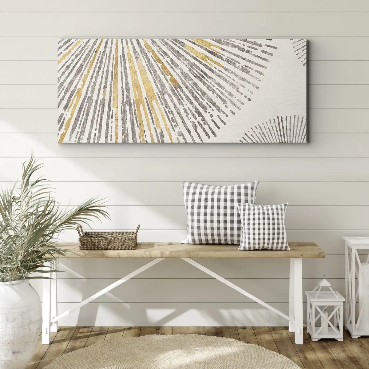 Bild auf Leinwand - Leinwandbild - Abstraktes strahlenförmiges Muster - 160x50cm - Schönheit des Strahls - Moderne Wanddekoration für Wohnzimmer und Schlafzimmer ARTTOR