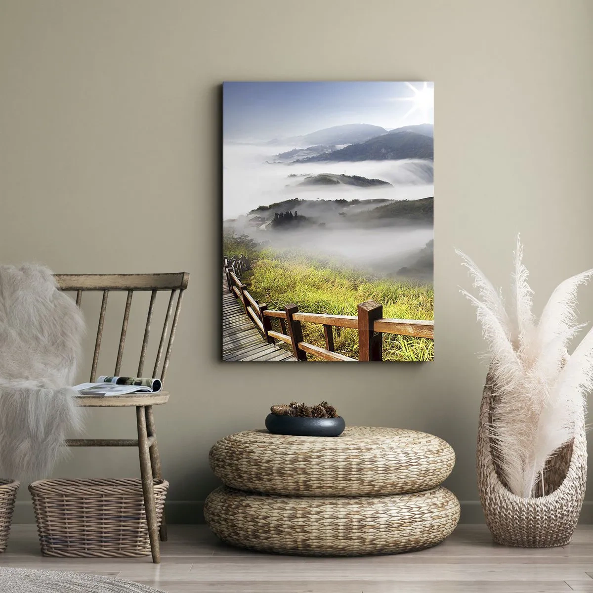 Bild auf Leinwand - Leinwandbild - Gewebt aus Lichtschein und Nebel - 65x120 cm