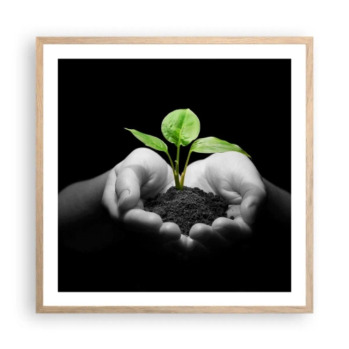 Poster in einem Rahmen aus heller Eiche - Ich liebe die Natur, ich beschütze sie - 60x60 cm