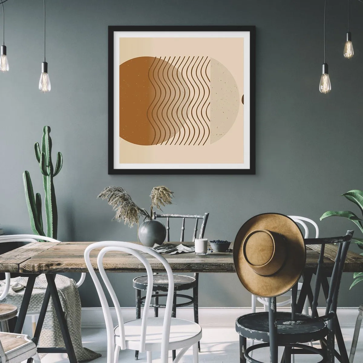 Poster in einem schwarzem Rahmen - Zur Entstehung geometrischer Figuren - 40x40 cm