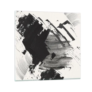 Glasbild - Bild auf glas - Abstraktion – Ausdruck von Schwarz - 30x30 cm