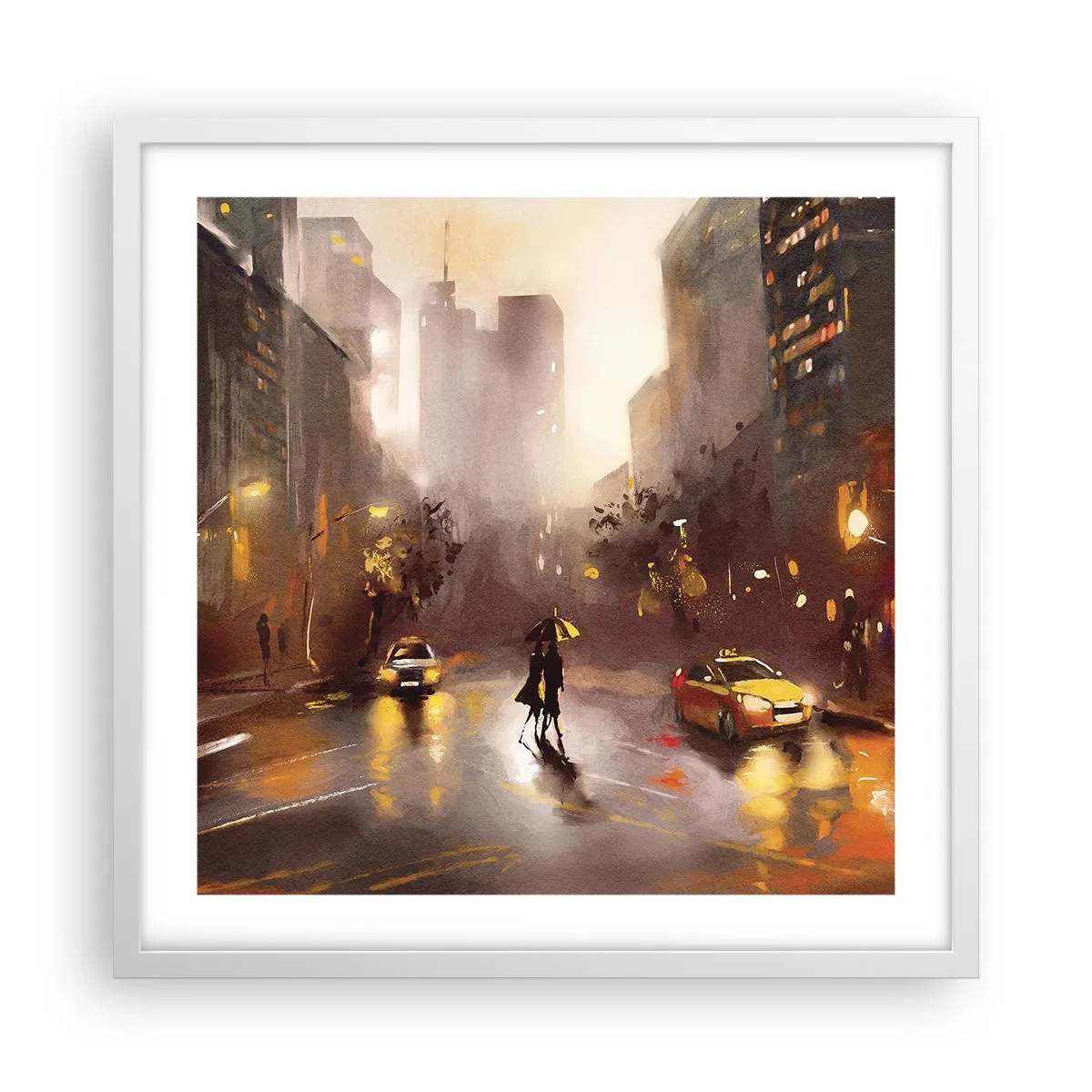Poster in einem weißen Rahmen - Im Licht von New York - 50x50 cm