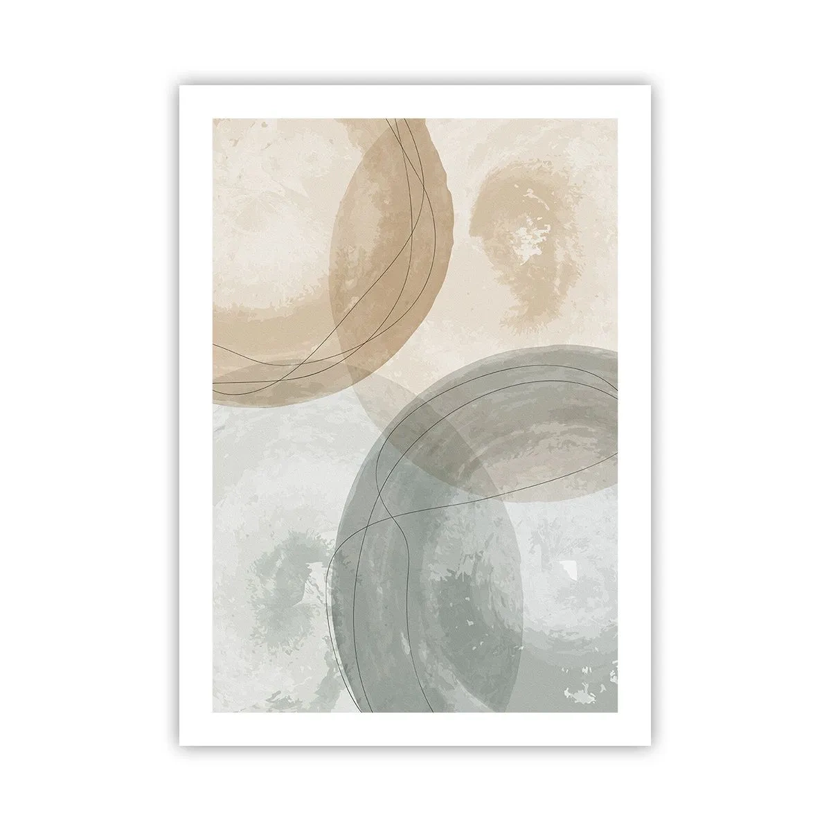 Poster - Geometrische Formen in pastellfarbenen Erdtönen - 50x70cm - Welten durchdringen - Moderne Wanddekoration für Wohnzimmer und Schlafzimmer ARTTOR