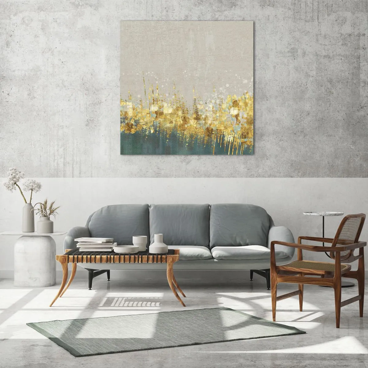 Glasbild - Bild auf glas - Goldener Rand - 40x40 cm