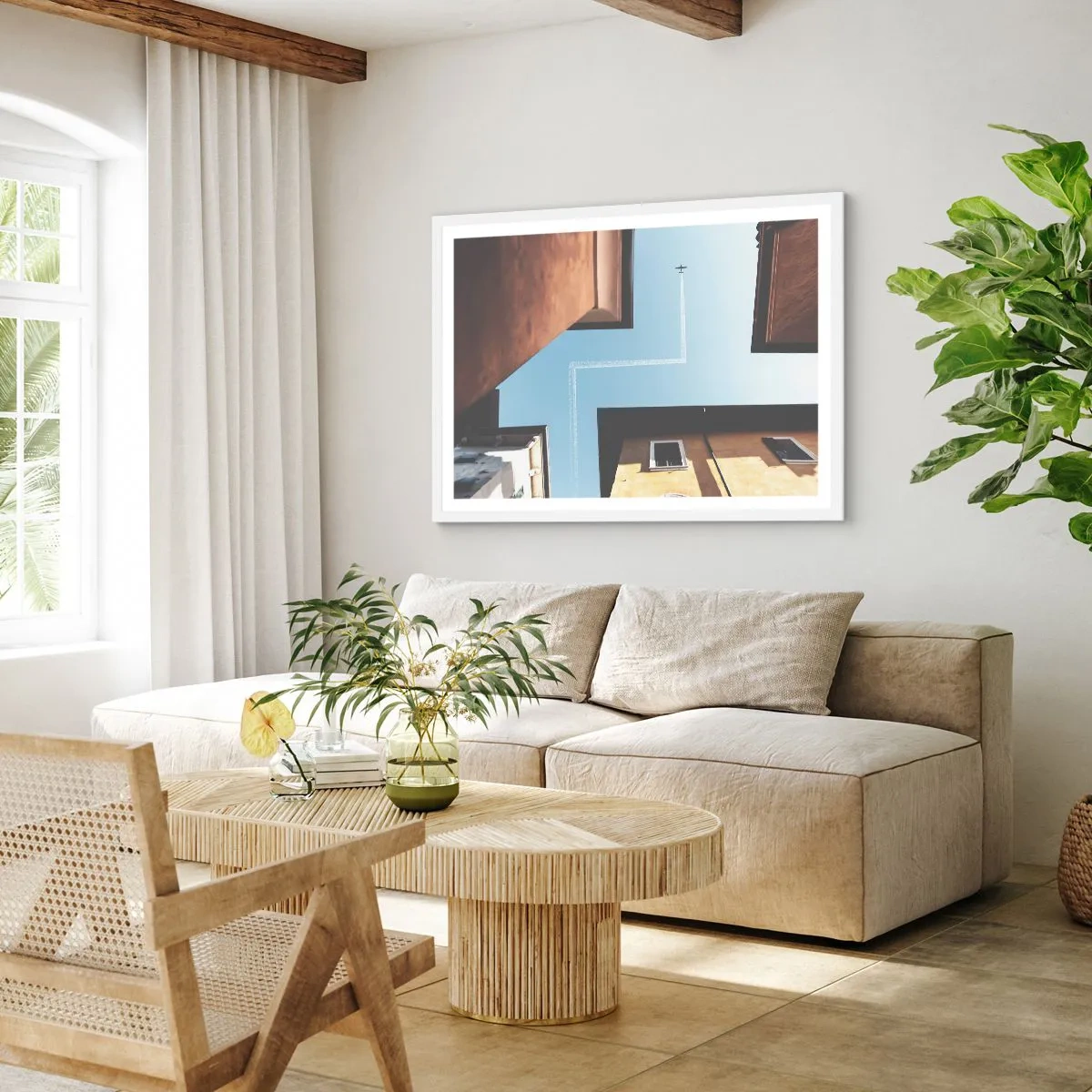 Poster in einem weißen Rahmen - Über dem Stadtlabyrinth - 50x40 cm