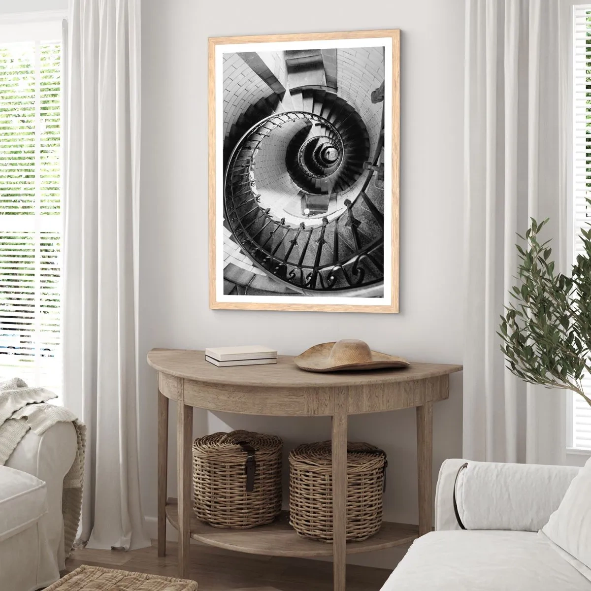 Poster in einem Rahmen aus heller Eiche - Höher und höher - 50x70 cm