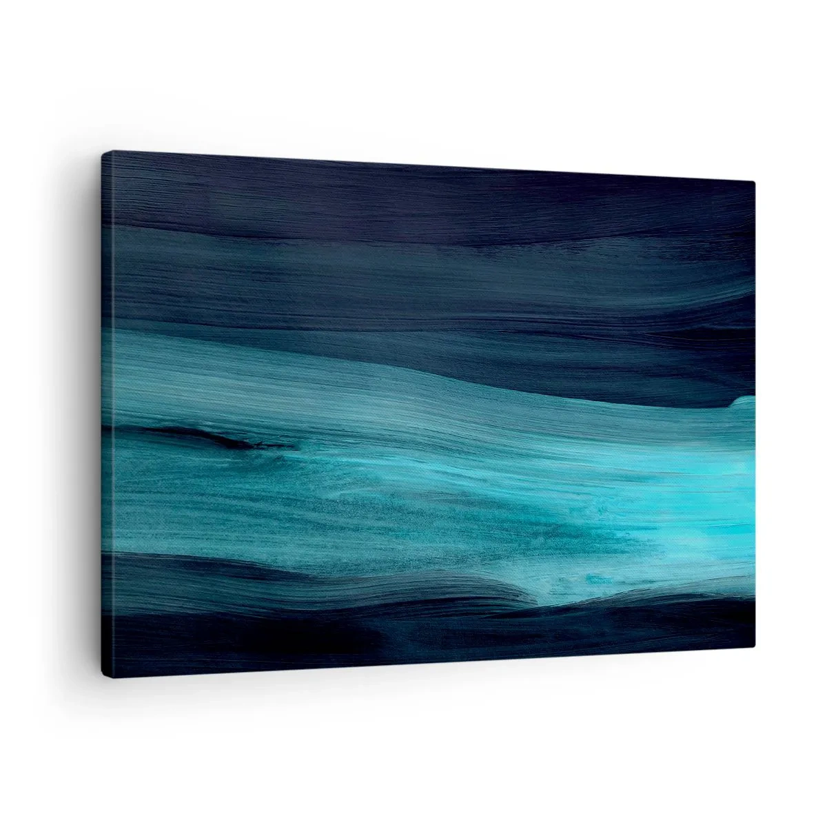Bild auf Leinwand - Leinwandbild - Dezente abstrakte Wellen in dunklen Blautönen - 70x50cm - Gehen Sie mit dem Strom - Moderne Wanddekoration für Wohnzimmer und Schlafzimmer ARTTOR
