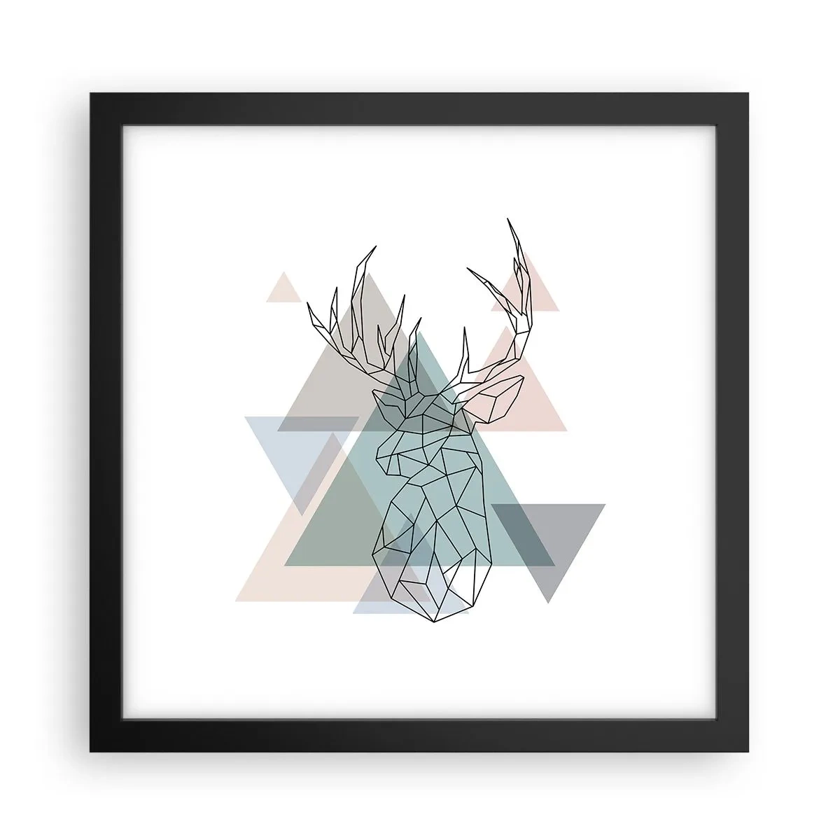 Poster in einem schwarzem Rahmen - In einem geometrischen Wald - 30x30 cm