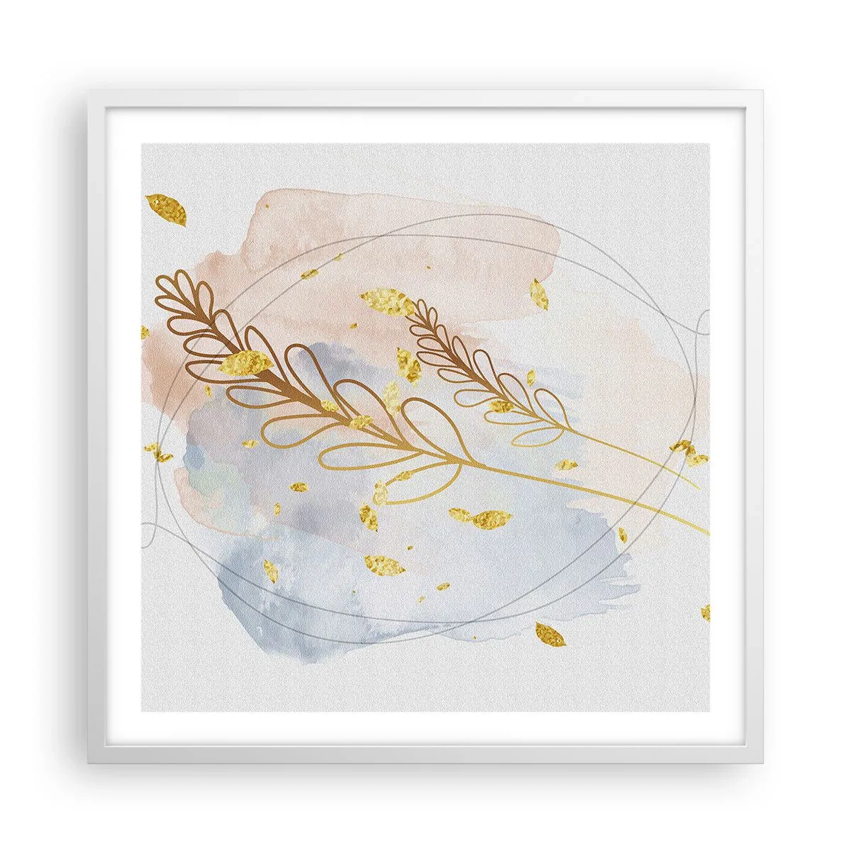Poster in einem weißen Rahmen - Goldenr Hauch - 60x60 cm