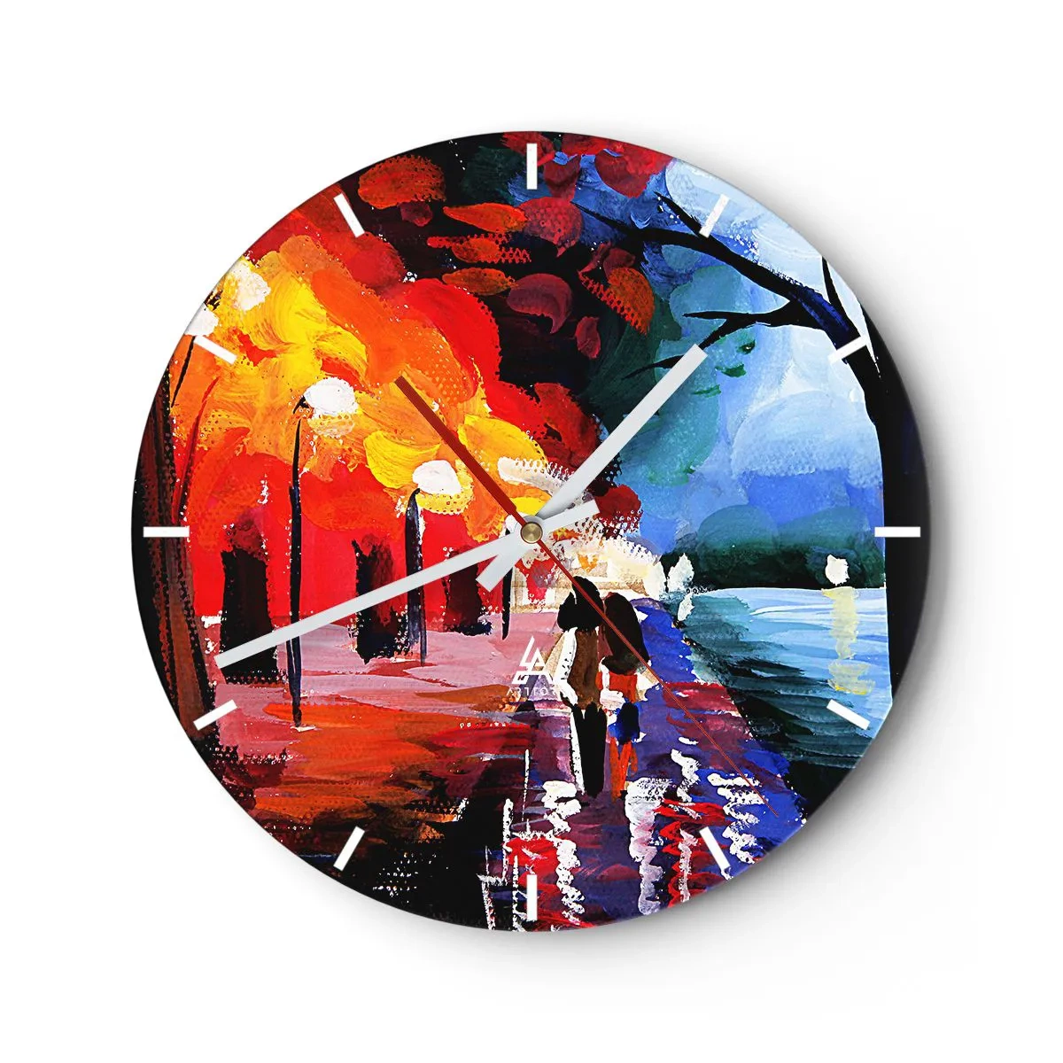 Wanduhr - Glasuhr - Strahlender Herbst im Park - 40x40 cm