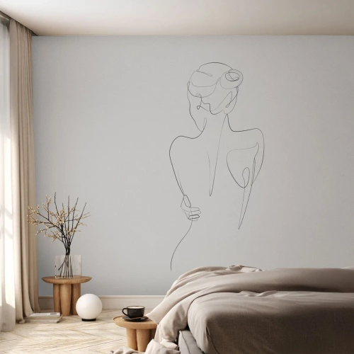 Fototapete Premium Sand - Minimalistische Konturlinie einer weiblichen Silhouette - 100x70cm - Körpermusik - Moderne Wanddekoration für Wohnzimmer und Schlafzimmer ARTTOR