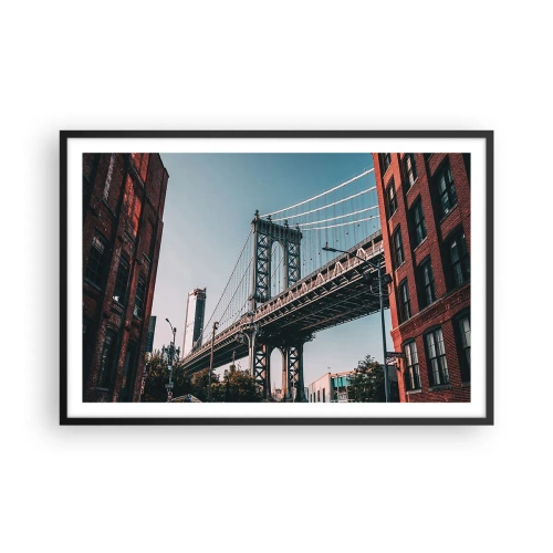 Poster in einem schwarzem Rahmen - Über den Wellen der Stadt - 91x61 cm