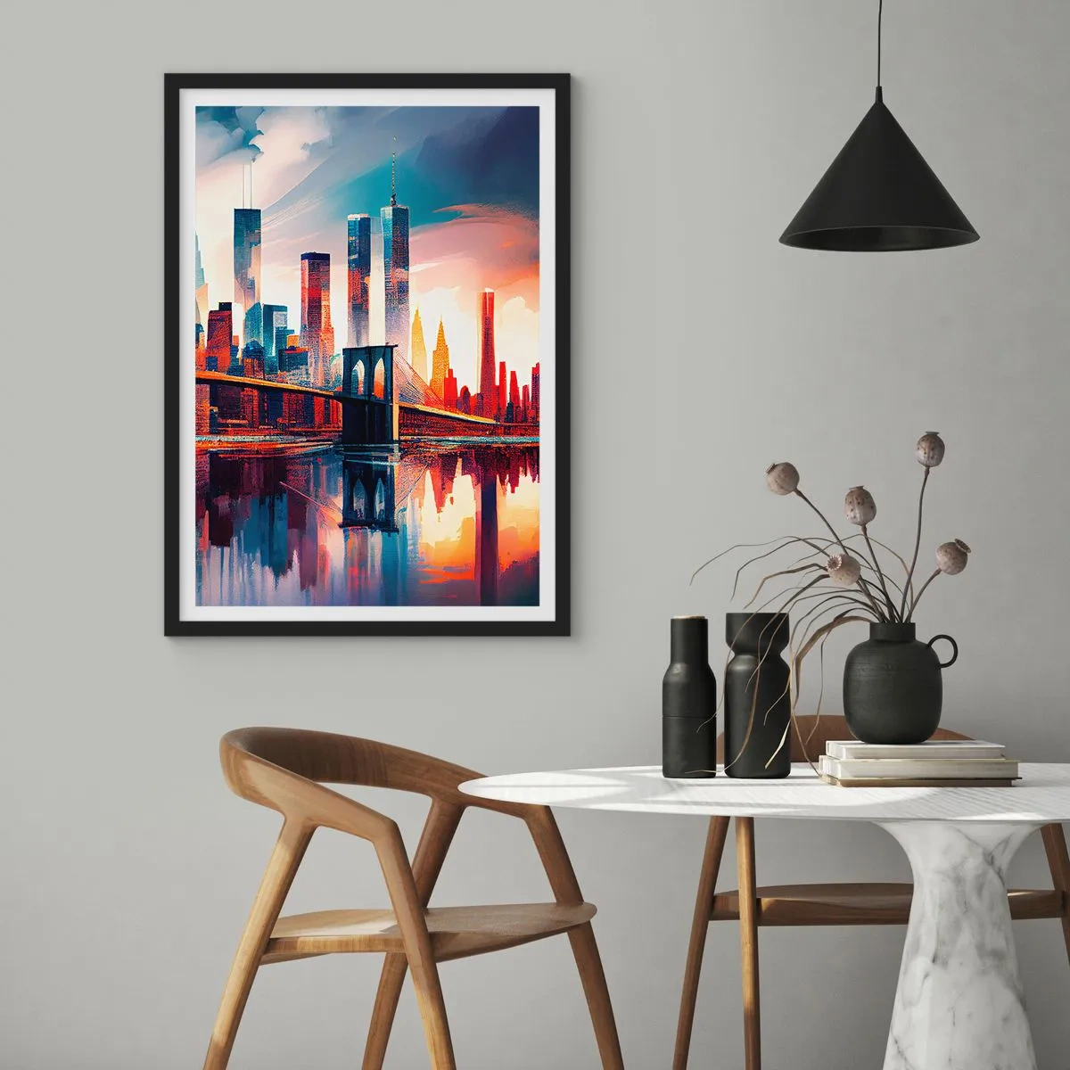 Poster in einem schwarzem Rahmen - Traumhaftes New York - 40x50 cm