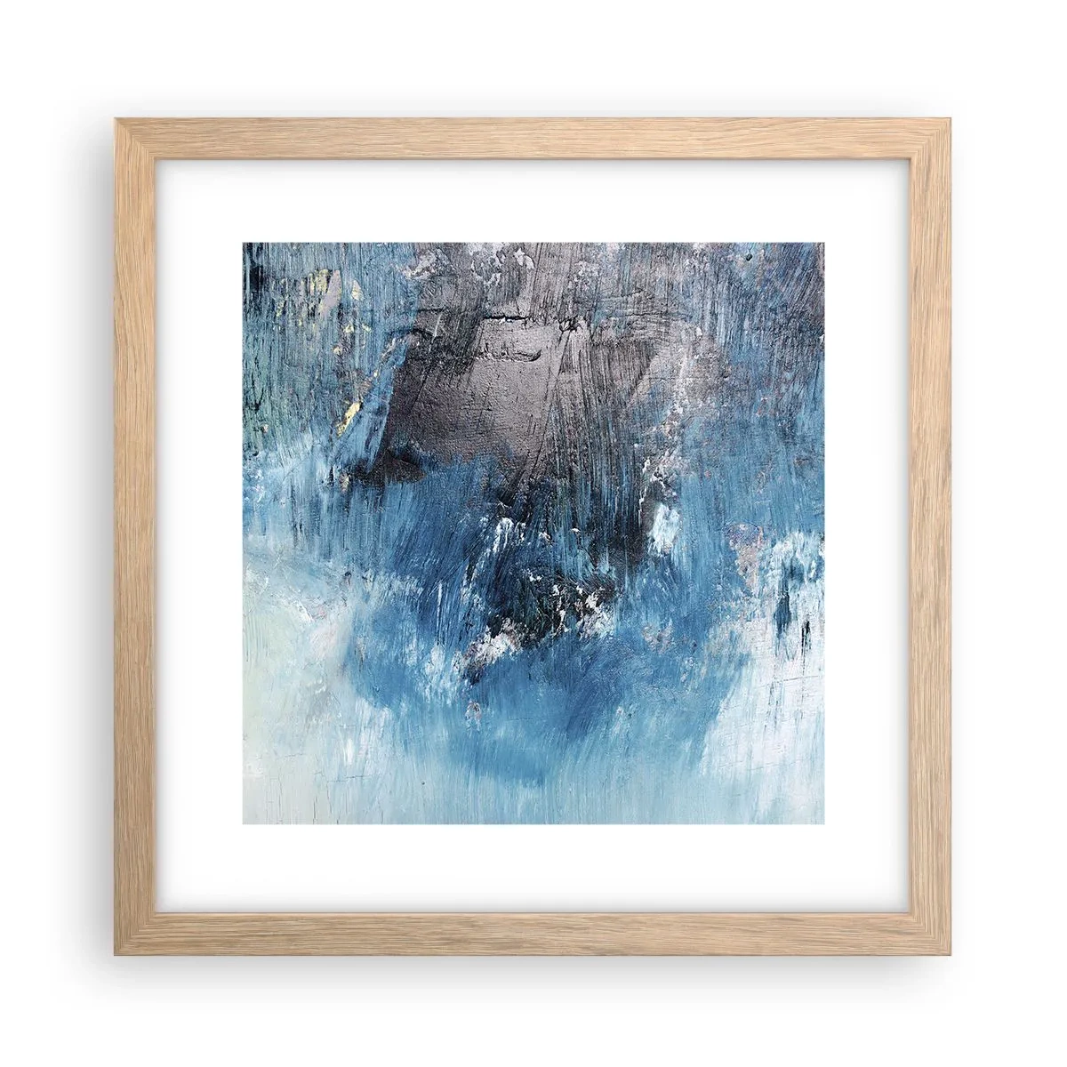 Poster in einem Rahmen aus heller Eiche - Rhapsodie in Blau - 30x30 cm