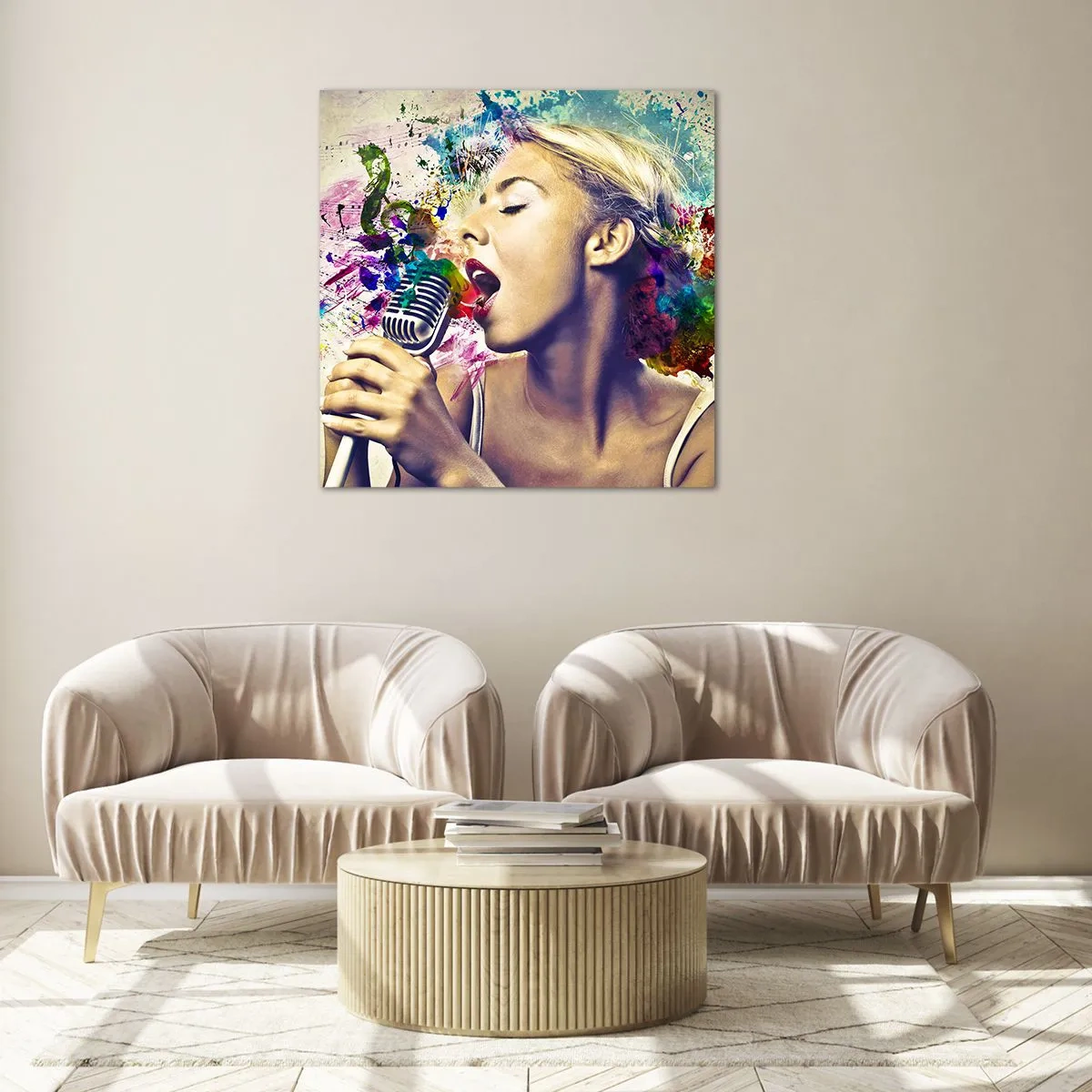 Glasbild - Bild auf glas - Malen Sie die Welt mit Ihrer Stimme - 60x60 cm