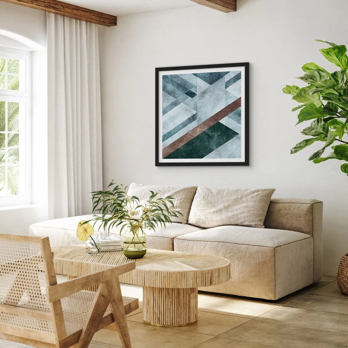 Poster in einem schwarzem Rahmen - Anspruchsvolle Eleganz der Geometrie - 40x40 cm