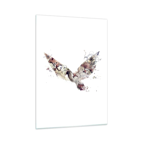 Glasbild - Bild auf glas - Abstrakte Flügel im künstlerischen Stil auf weißem Hintergrund - 50x70cm - Ein Overhead-Wanderer - Moderne Wanddekoration für Wohnzimmer und Schlafzimmer ARTTOR