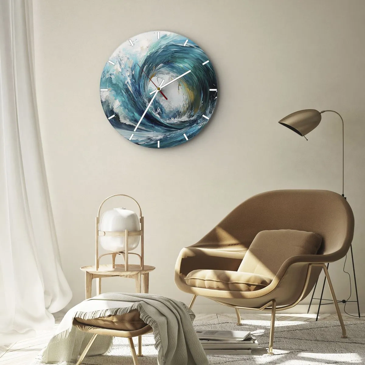 Wanduhr - Glasuhr - Meeresportal - 30x30 cm