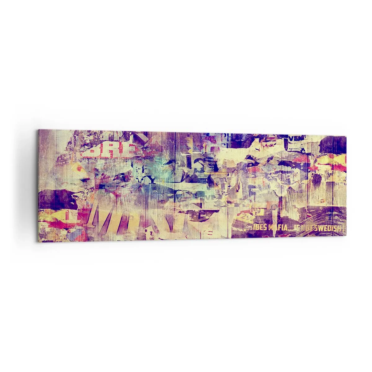 Bild auf Leinwand - Leinwandbild - Bunte abstrakte Collage mit Text und Grafiken - 160x50cm - Und das ist alles, was es geben wird - Moderne Wanddekoration für Wohnzimmer und Schlafzimmer ARTTOR
