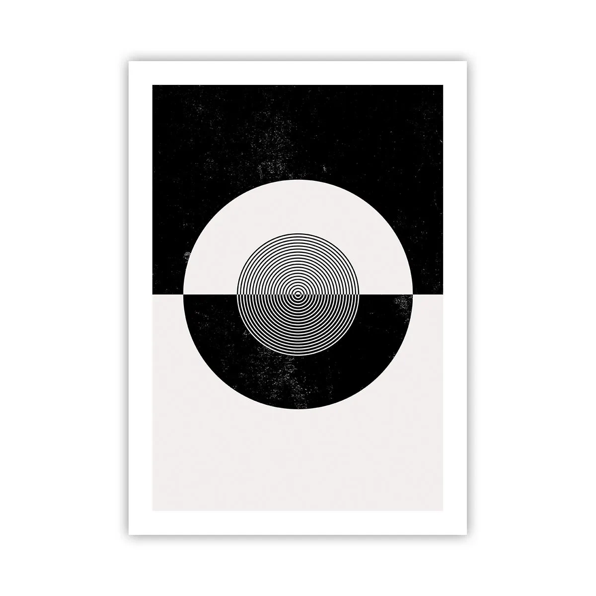 Poster - Geometrisches Muster in Schwarz und Weiß mit einem konzentrischen Kreis - 50x70cm - Harmonie in Schwarz und Weiß - Moderne Wanddekoration für Wohnzimmer und Schlafzimmer ARTTOR