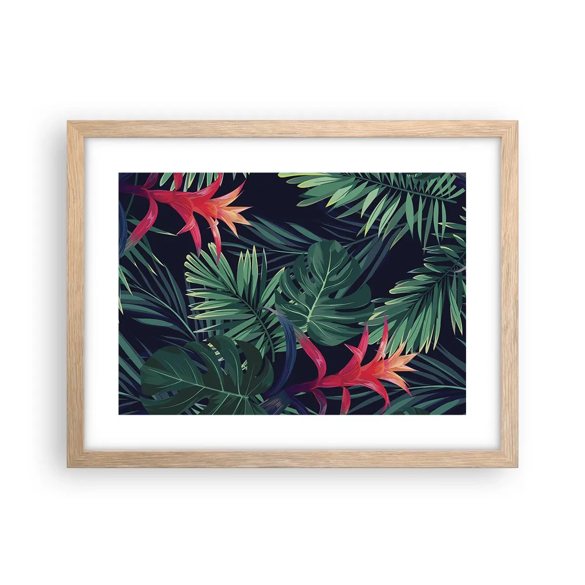 Poster in einem Rahmen aus heller Eiche - Im Grünen in Flammen gehen - 40x30 cm