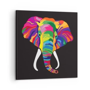 Bild auf Leinwand - Leinwandbild - Der Elefant, der es liebte, im Regenbogen zu baden - 60x60 cm