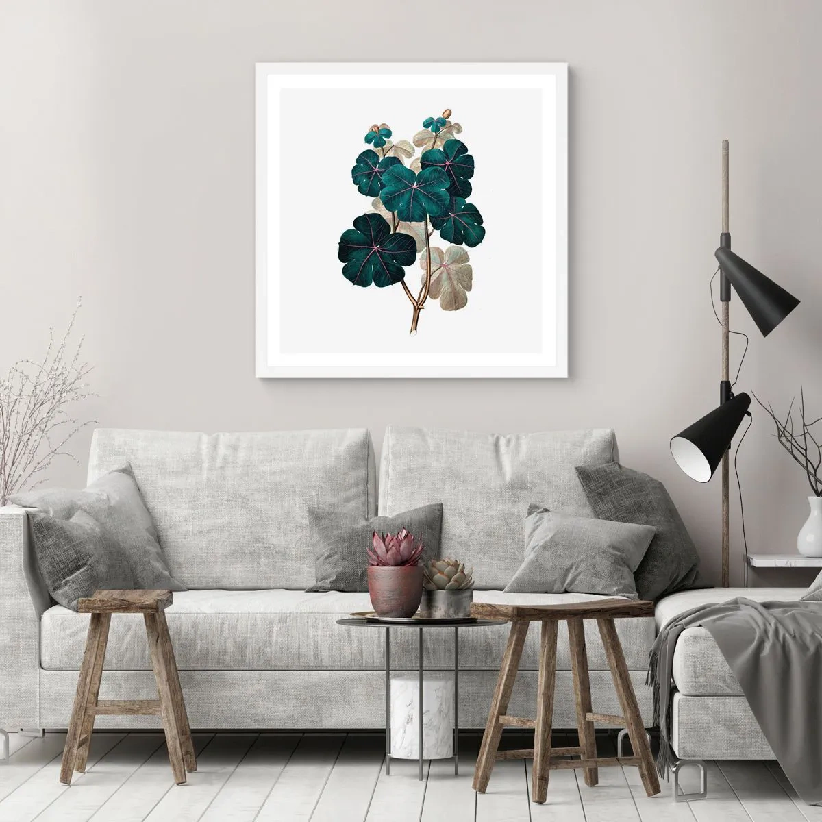 Poster in einem weißen Rahmen - Aus dem alten Herbarium - 60x60 cm