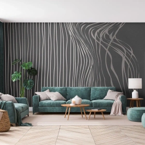 Selbstklebende Fototapete Deluxe Sticker - Rhythmus und Akzent - Abstraktion, Stück, Schwarz und weiß - 350x256 cm