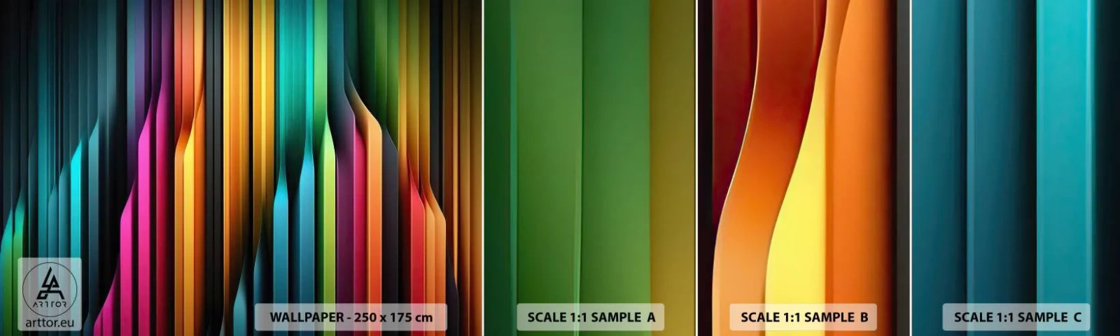 Fototapeten Muster Selbstklebend Deluxe Sticker - Lichtorgan - Bunt, Linien, Abstraktion - 100x30 cm