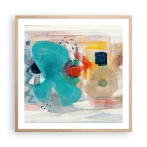 Poster in einem Rahmen aus heller Eiche - Buntes Spiel - 60x60 cm