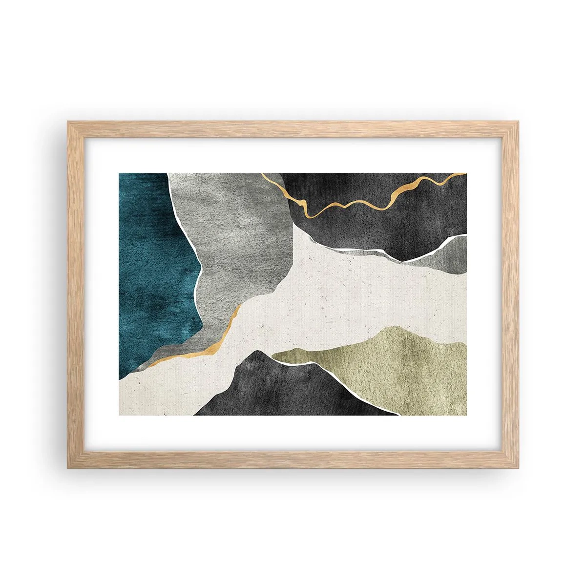 Poster in einem Rahmen aus heller Eiche - Mosaikkomposition mit Goldfaden - 40x30 cm