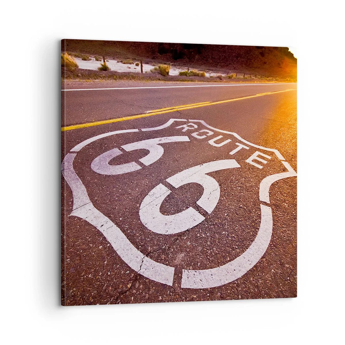 Bild auf Leinwand - Leinwandbild - Die berühmte Straße 66 - 60x60 cm