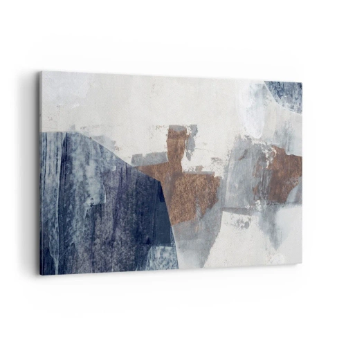 Bild auf Leinwand - Leinwandbild - Abstrakte Formen in Blau- und Brauntönen - 100x70cm - Blaue und braune Formen - Moderne Wanddekoration für Wohnzimmer und Schlafzimmer ARTTOR