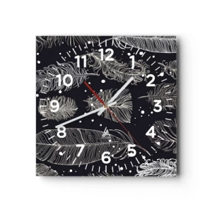 Wanduhr - Glasuhr - Gefiederte Spitze - 30x30 cm