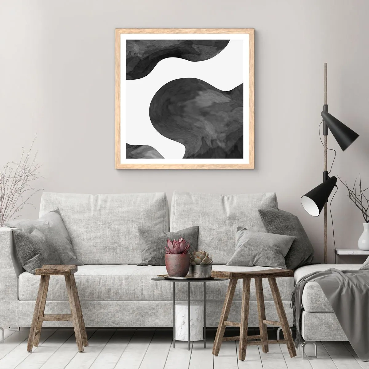 Poster in einem Rahmen aus heller Eiche - Milchstraße - 30x30 cm