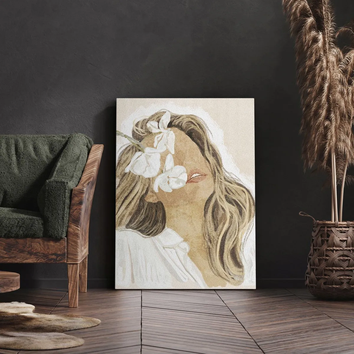 Bild auf Leinwand - Leinwandbild - Unter den Blumen in Verzückung - 70x100 cm